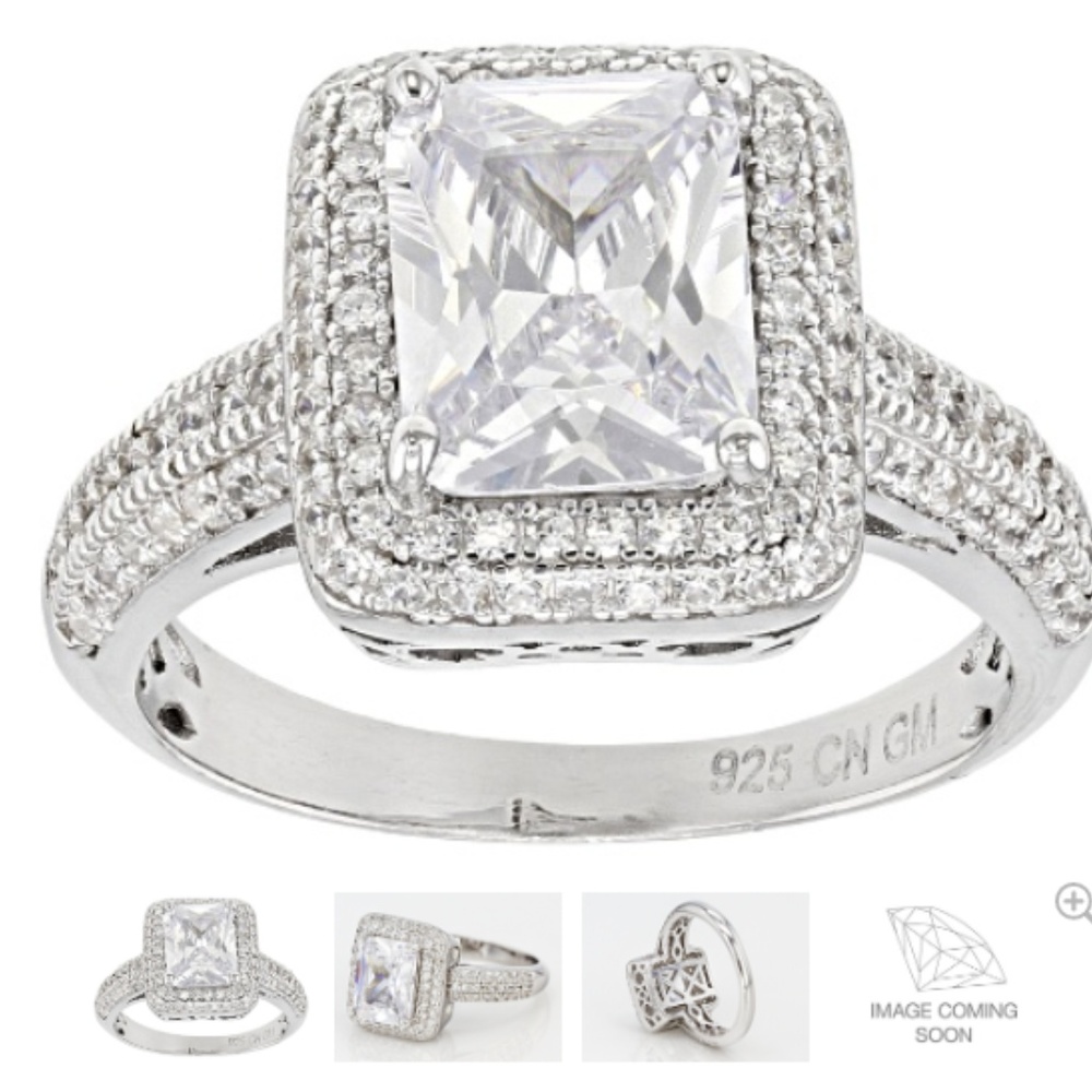 white CZ ring  5.59 CTW   .925 Sterling SZ 10